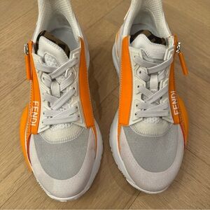 Fendi Flow FF Orange and White Sneakers